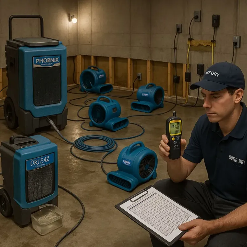 Structural Drying and Dehumidification process in Hopkinton, NH